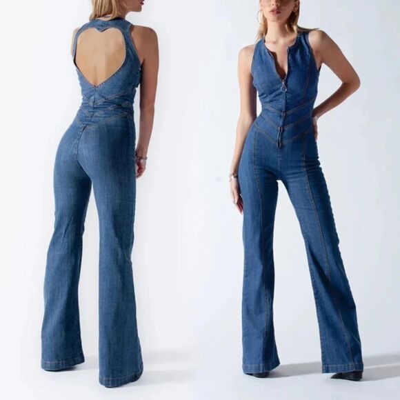 REVICE Pants - REVICE Blue Sleeveless Denim Jumpsuit Overalls  Women's Size XS
